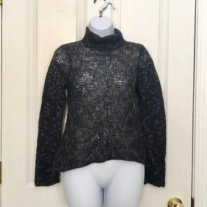 DKNY Sheer Turtle Neck Asymmetrical Sweater